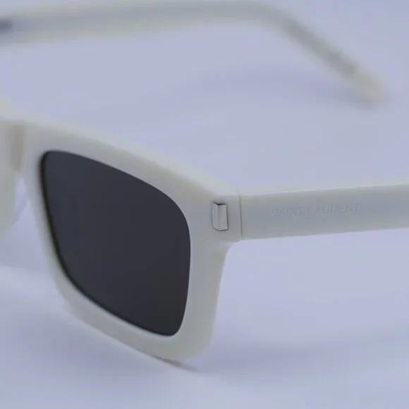 Saint Laurent SL461 BETTY 020 Sunglasses Ivory Rectangle Frame, Grey Lenses - Picture 13 of 13